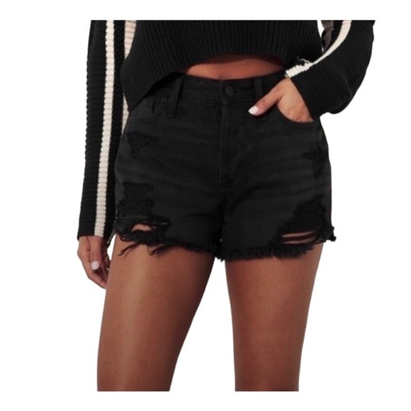 Hollister Pants - Hollister Women’s High Rise Mom Jean Shorts Distressed Black Size 26